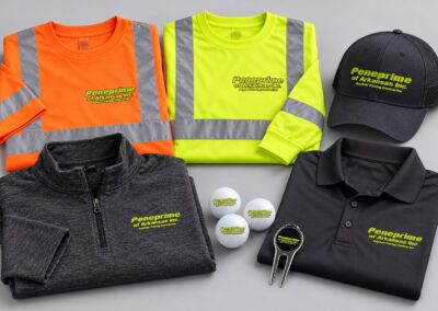 Representative Peneprime branded safety apparel, caps, golf shirts and golf balls.